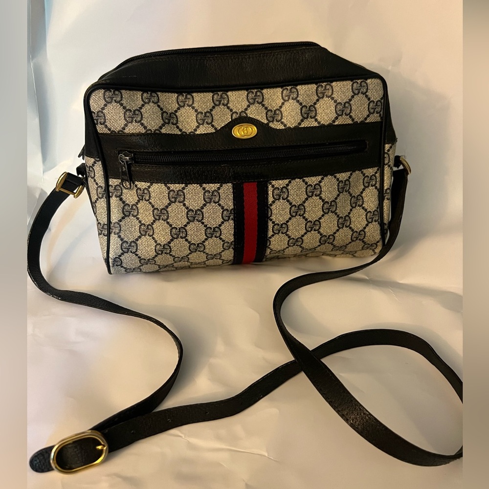 Collection Supreme Gucci Ophidia Web Navy Striped GG Canvas Leather Bag